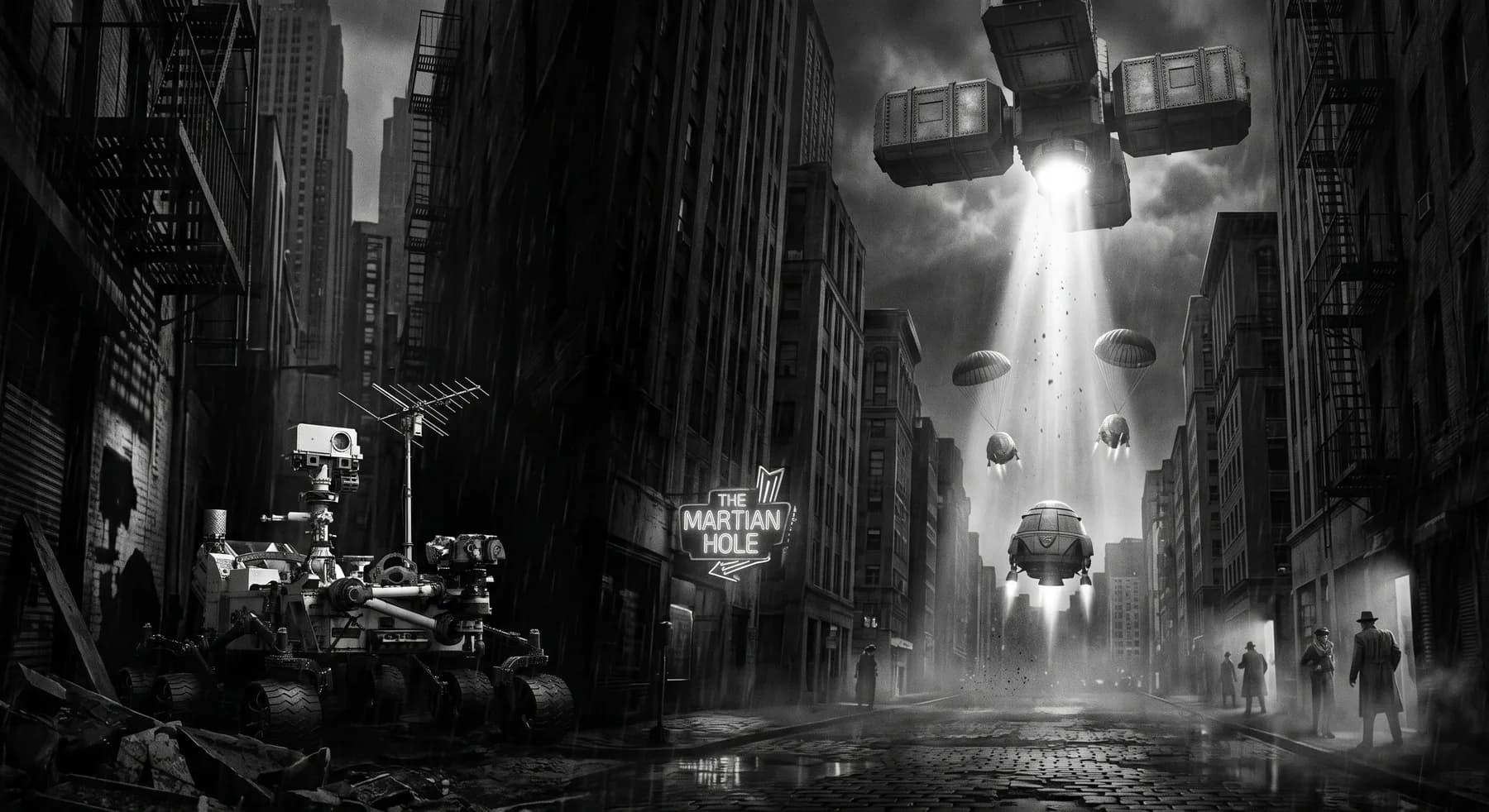 Fictional Curiosity concept art: The sky opens