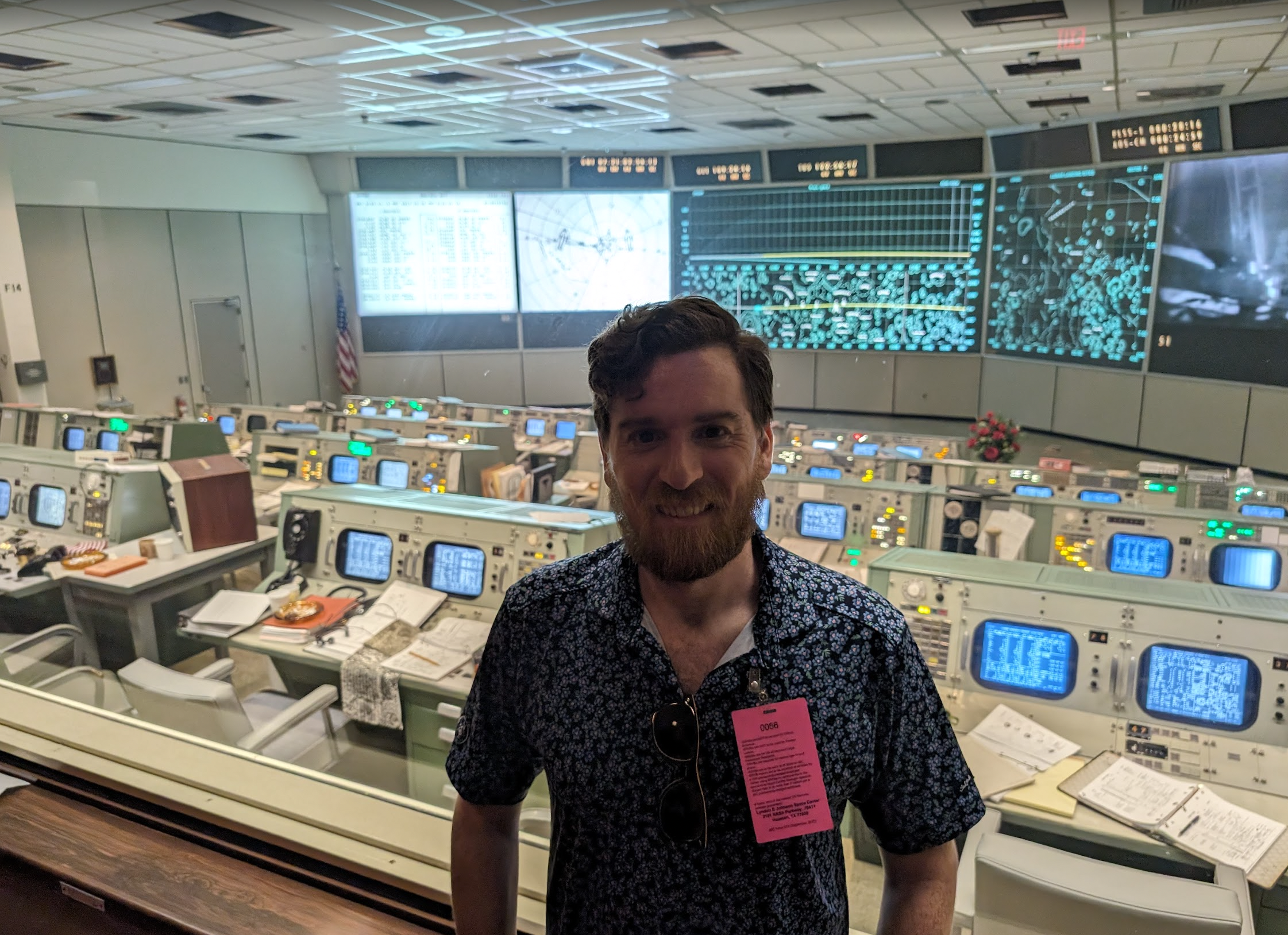 Jim Washkau inside historic mission control
